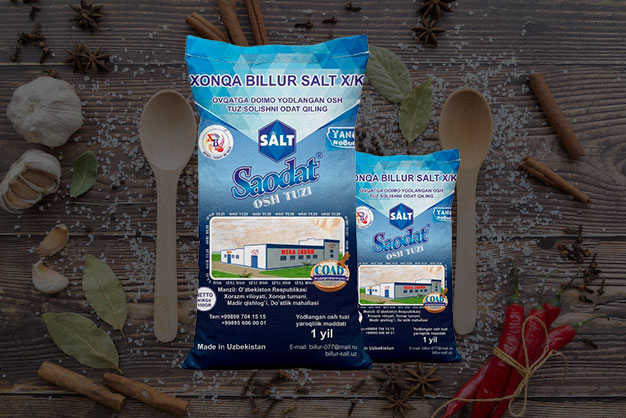 Yodlangan tuz - 10 kg dan 50 kg gacha qoplarda